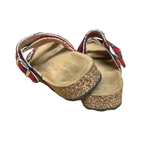 Rebel Buffalo Plaid Slide Sandals Adjustable Buckles Comfort Footbed Size 7 - Picture 3 of 7